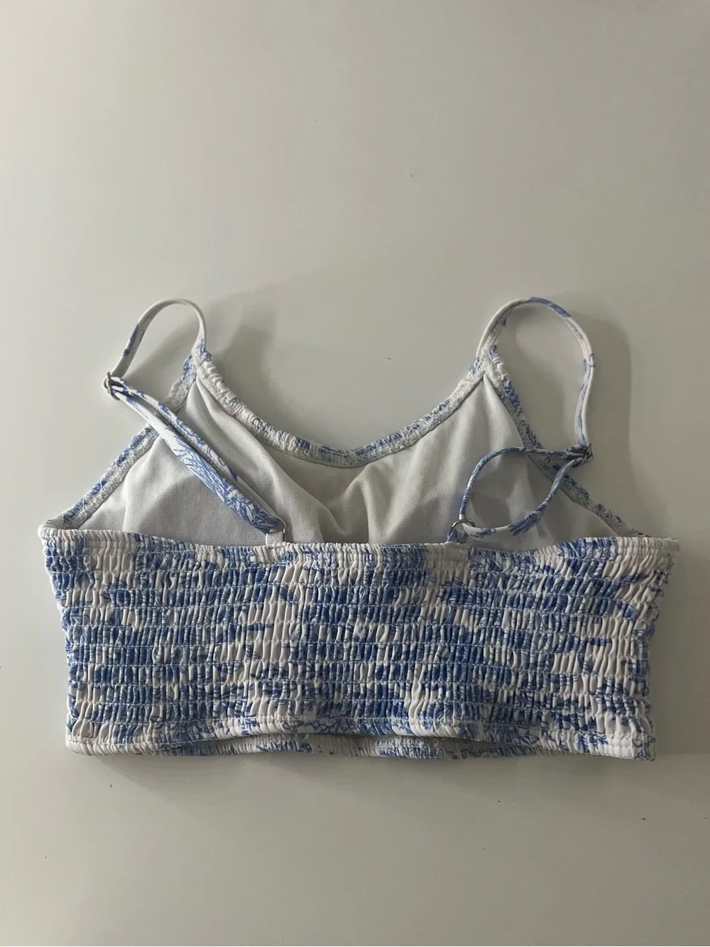 SHEIN White and Blue Smocked Tank Bikini Set for Kids